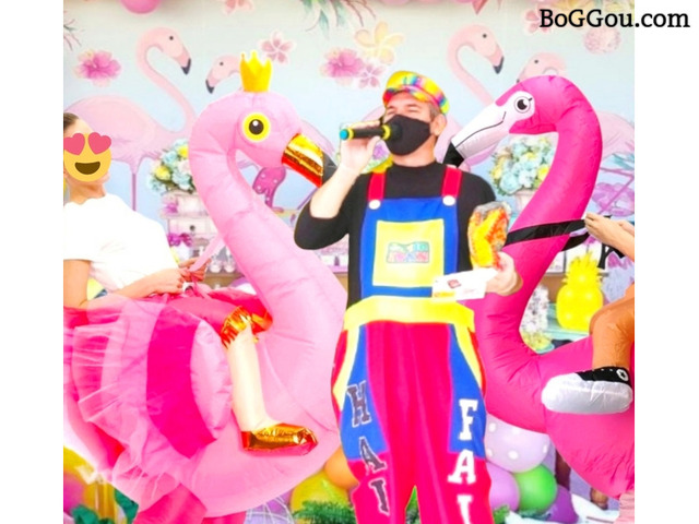 Flamingo cover personagens vivos festa infantil